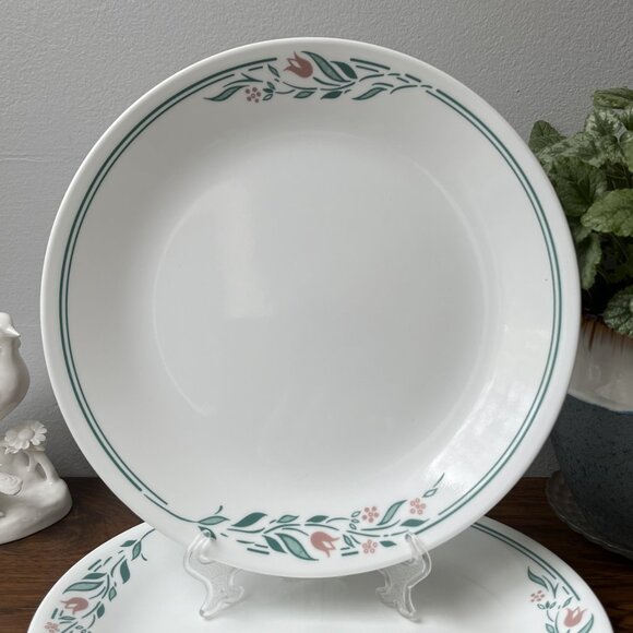 Corelle Vitrelle Rosemarie 6 Dinner Plates 10.25" Pink Flowers - Picture 2 of 10